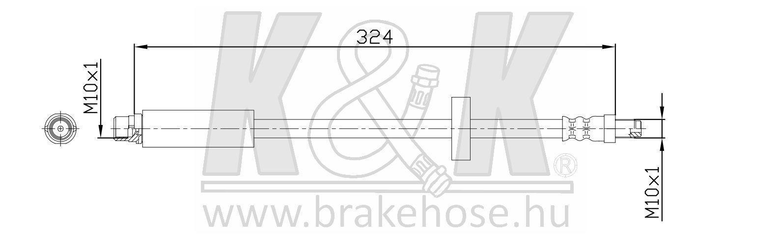 Шланг тормозной Audi A6 (C6 / 4FH) 04- задний \ K&K FT0255