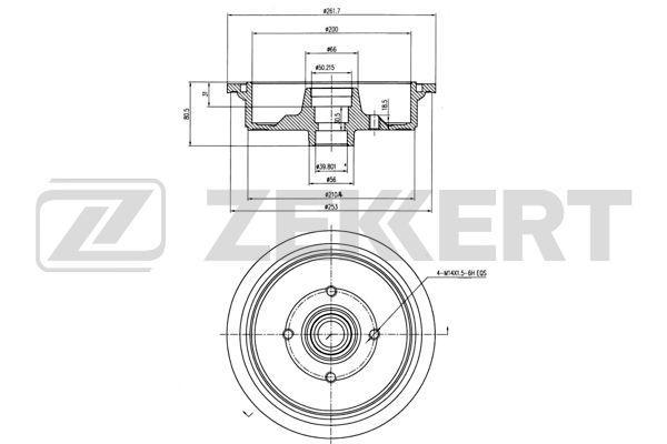 Барабан тормозной Audi 80 90 86- Zekkert