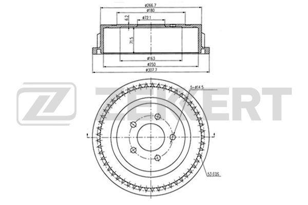 Барабан тормозной Chrysler Voyager III-V 95- Dodge Caravan III-IV 95- Zekkert