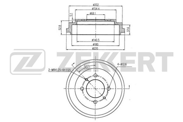 Барабан тормозной Nissan Almera (N15) 95- Sunny (N14) 90- Zekkert