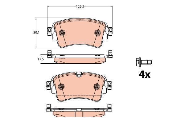 Колодки тормозные Audi Q7 16-, A4 15-, Q5 15-; VW Touareg 17- задние \ TRW GDB2132
