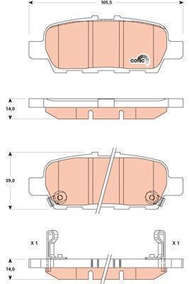Колодки тормозные Nissan Cube 10-; Juke 10-, Teana 08- задние \ TRW GDB3508