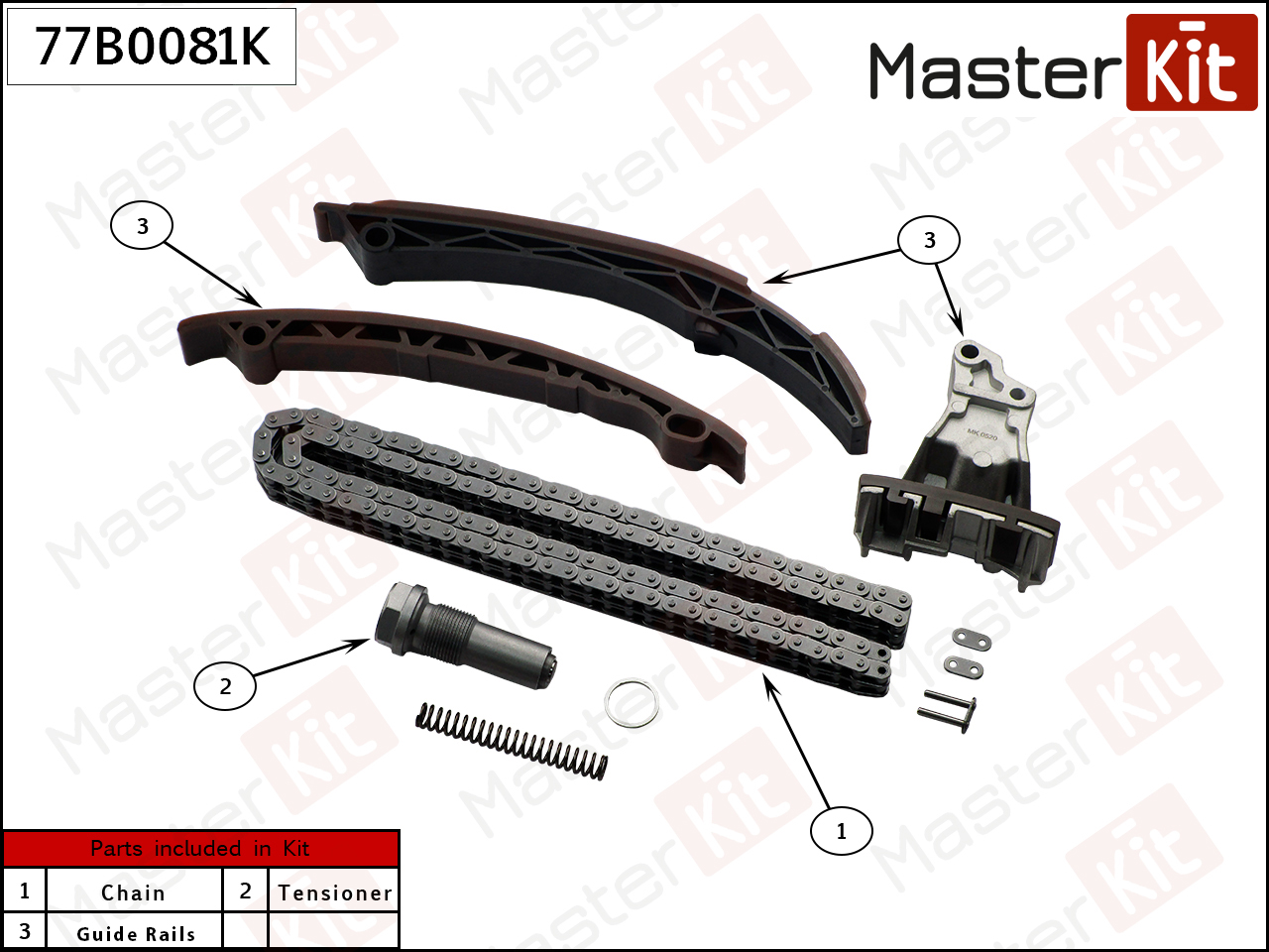 Комплект цепи ГРМ MB W124/W202/Vito/Sprinter 1.8-3.6 M104/M111 92- MASTERKIT