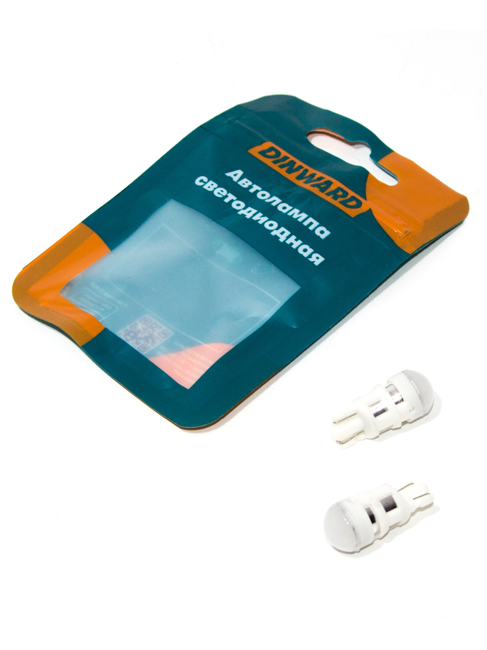 Лампа светодиод 12-5 б/ц (габарит) W2.1X9.5d белая 1SMD диодов OS MT 12V 3W DINWARD (к-т=2шт)