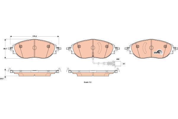 Колодки тормозные VAG A3 12-; Q3 18-, Kodiaq 16-, Octavia III 12- передние (с датчиком) \ TRW GDB1918