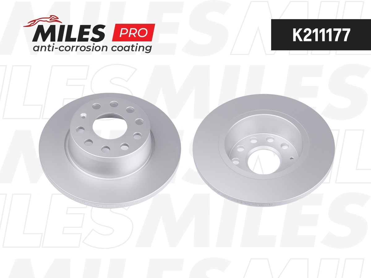 Диск тормозной Audi A3; Skoda Octavia, Yeti; VW Golf VI, Jetta задний D=272 мм Miles PRO (антикоррозийное покрытие)