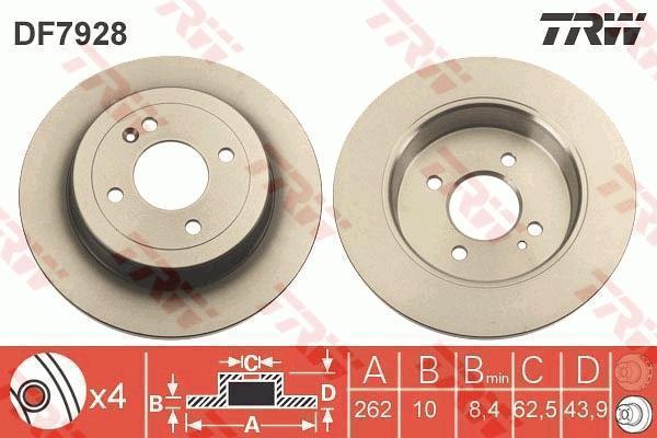 Диск тормозной HYUNDAI Solaris (10-) KIA Rio (11-) задний (1шт.) TRW