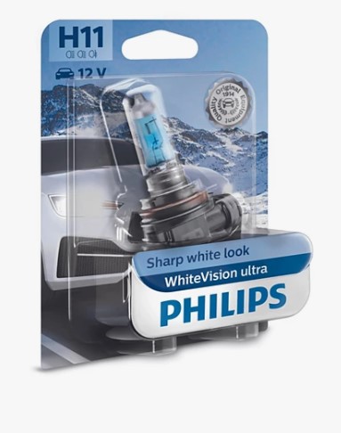 Лампа 12 В H11 55 Вт PGJ19-2 White Vision Ultra галогенная блистер Philips