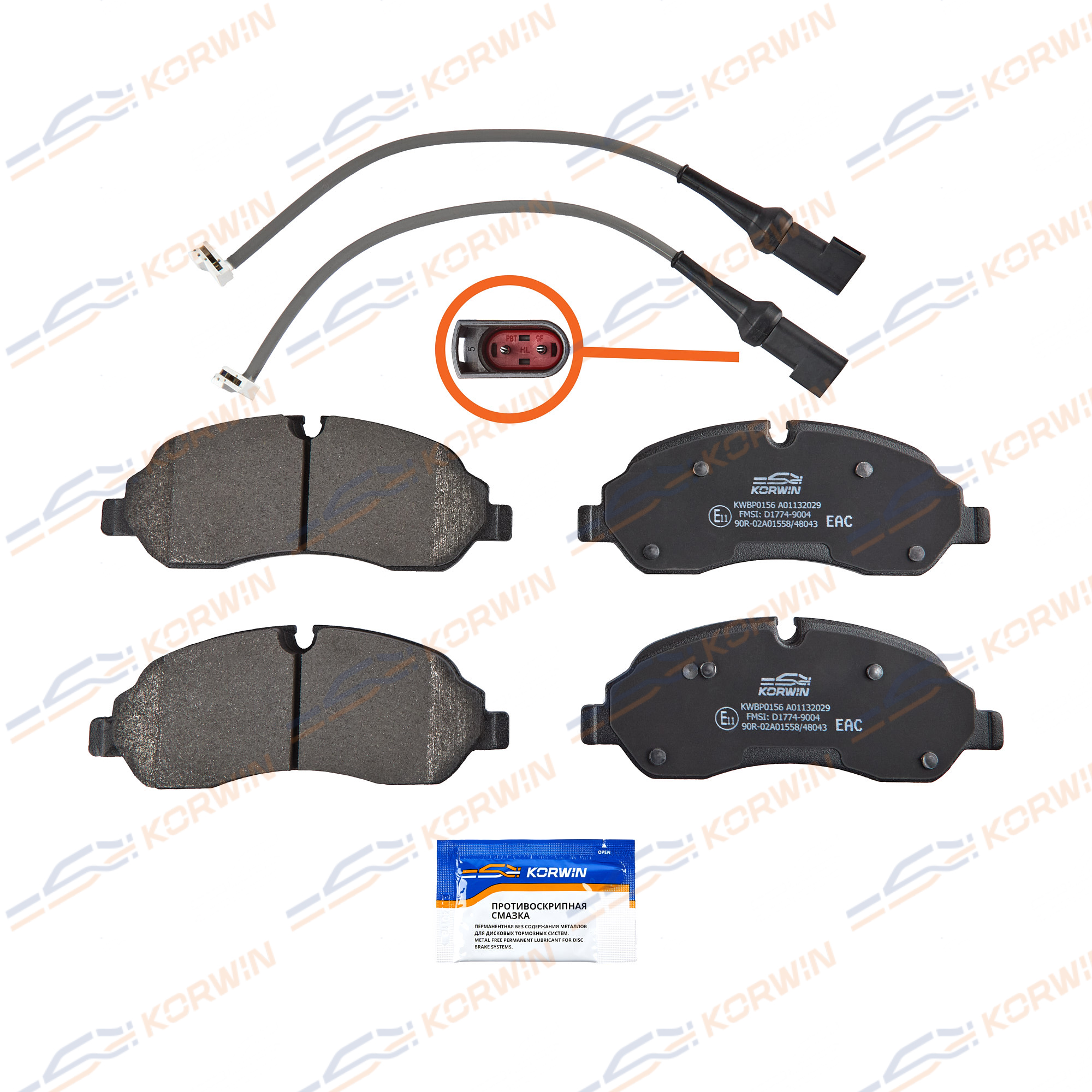 Колодки тормозные перед. Ford Transit Custom 12-/Transit (V363) 13-_KORWIN