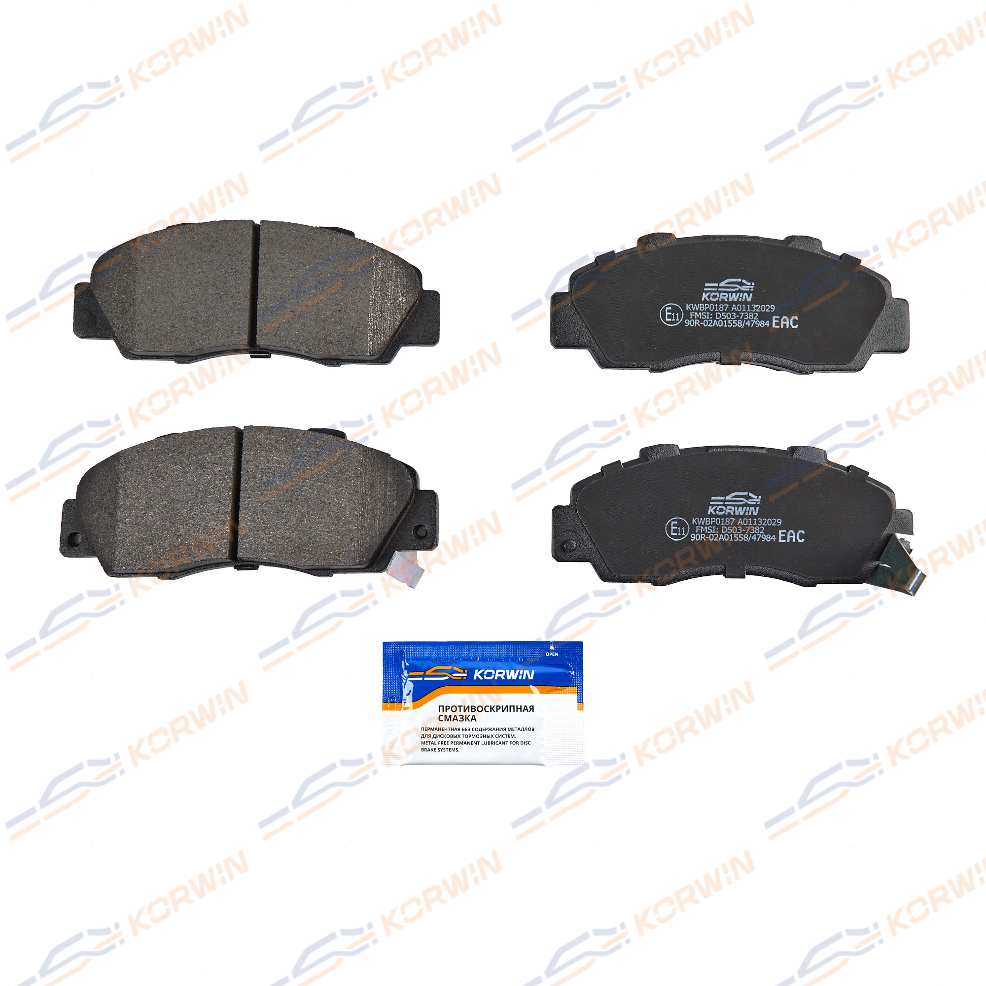 Колодки тормозные перед. Honda Accord IV-VI -03/CR-V 95-/Legend III-IV 96-_KORWIN