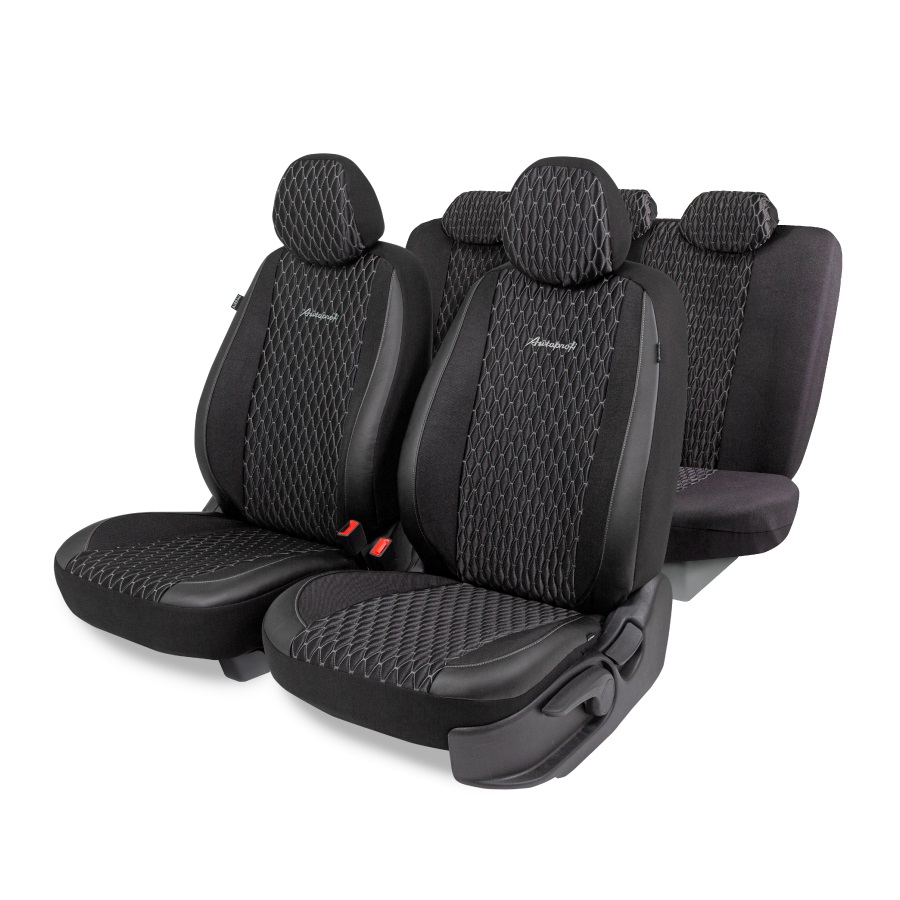 Чехлы Autoprofi Black Ice 11 предметов лён/экокожа чёрно-темно серые