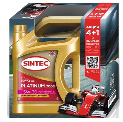 Масло моторное Sintec 5W-30 Platinum 7000 A5/B5 синтетическое 4л АКЦИЯ 4 +1 / 5W30