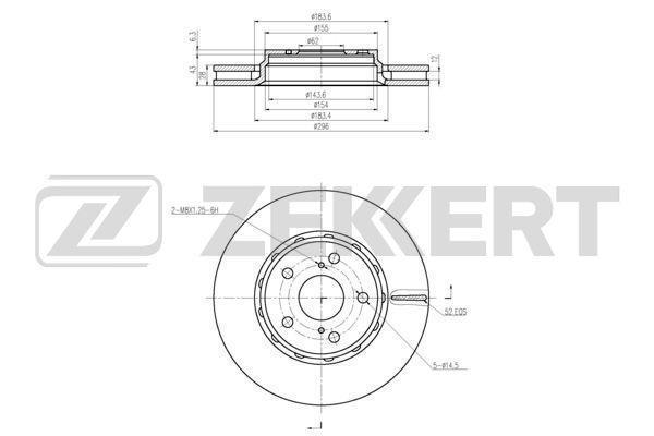Диск тормозной Toyota Previa (R20 R50) 05- передний Zekkert