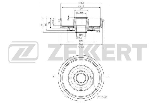 Барабан тормозной Ford Fusion 02-, Fiesta IV, V 95-; Mazda 2 (DY) 03- задний Zekkert