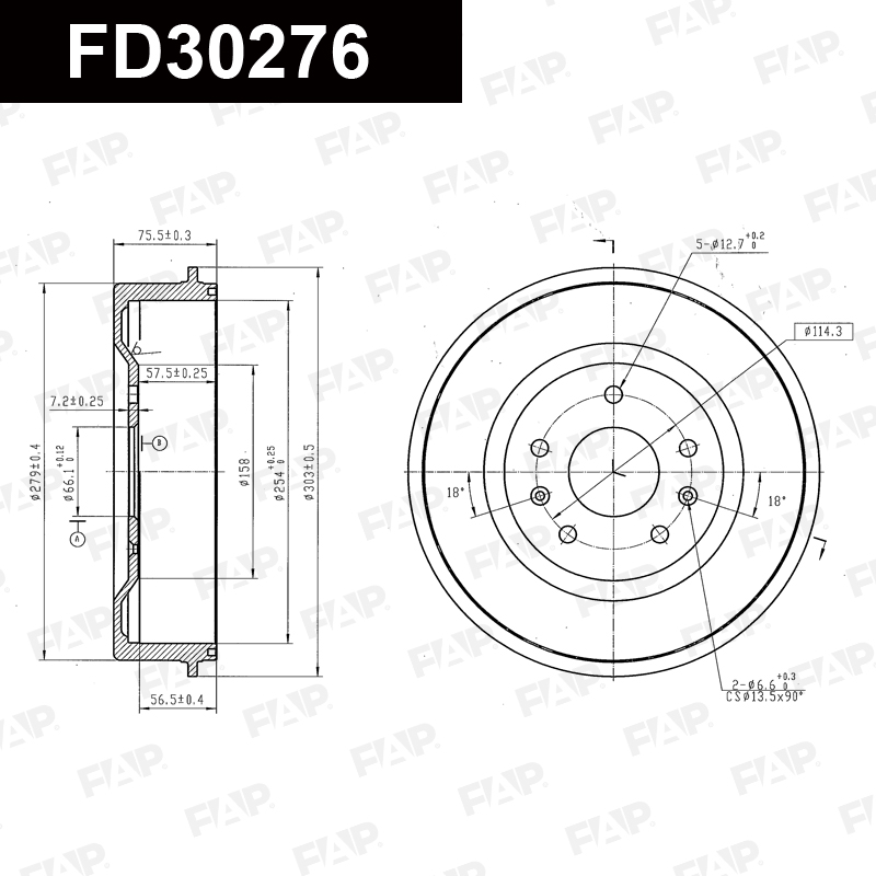 Барабан тормозной LAND ROVER Freelander 1.8L 1998.04-2006.10 Антикоррозийное покрытие GEOMET® FAP