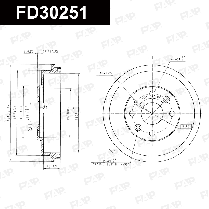Барабан тормозной MAZDA 323 1.3L 1989.06-1994.04 Антикоррозийное покрытие GEOMET® FAP