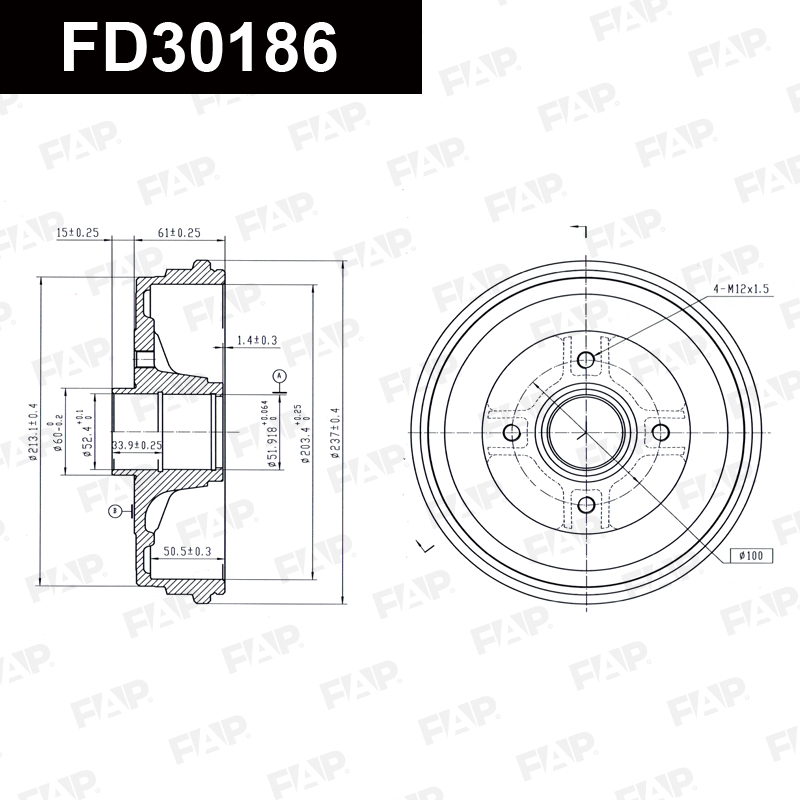 Барабан тормозной RENAULT Clio Van 1.2L 2007.11-2009.12 Антикоррозийное покрытие GEOMET® FAP