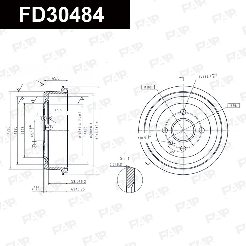 Барабан тормозной BEDFORD Astra Van 1.3L 1982.08-1984.08 Антикоррозийное покрытие GEOMET® FAP