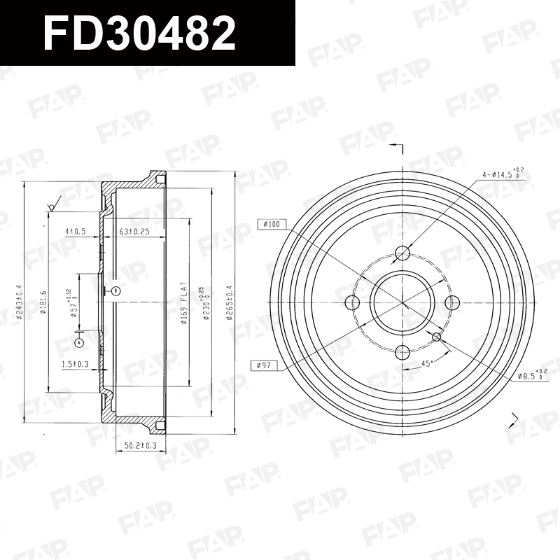 Барабан тормозной CHEVROLET Corsa 1.6L 1994.08-2002.07 Антикоррозийное покрытие GEOMET® FAP