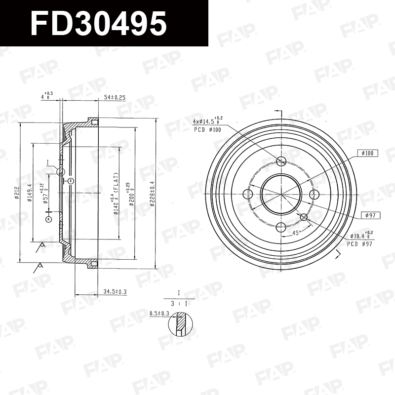 Барабан тормозной OPEL Astra 1.4L 1991.09-1998.01 Антикоррозийное покрытие GEOMET® FAP