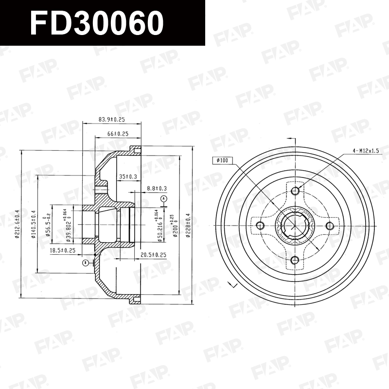 Барабан тормозной CHEVROLET Corsa 1.0L 1994.03-2000.07 Антикоррозийное покрытие GEOMET® FAP