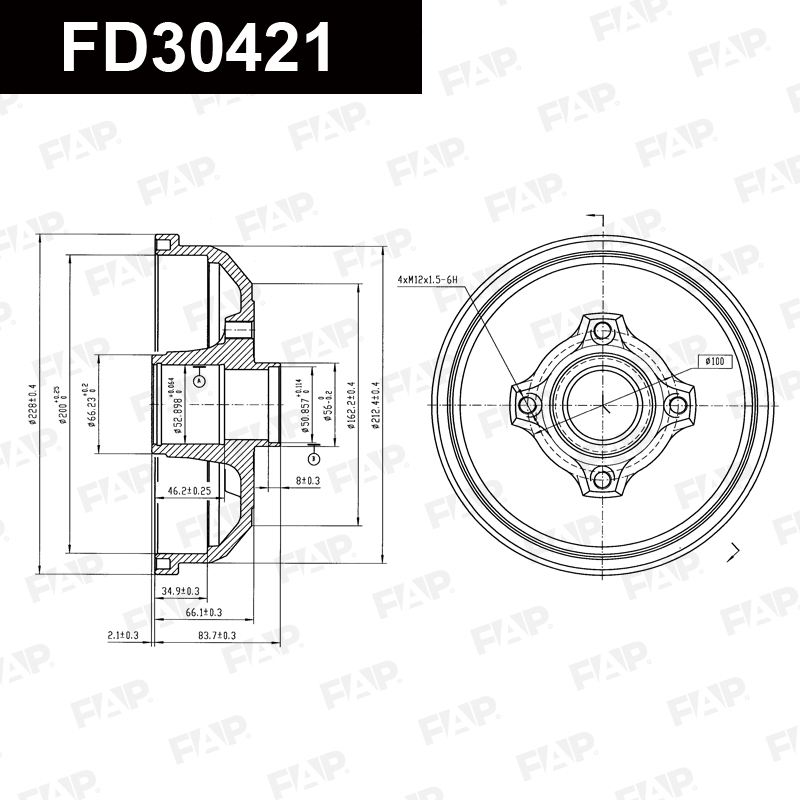 Барабан тормозной VAUXHALL Corsa Van 1.2L 2000.09-2006.06 Антикоррозийное покрытие GEOMET® FAP