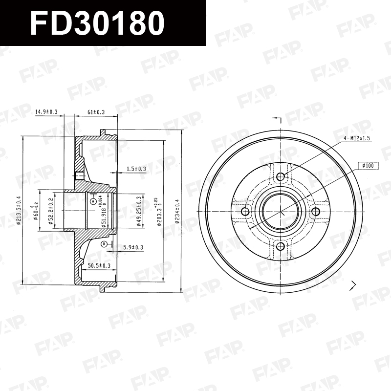 Барабан тормозной DACIA Logan 1.0L 2011.01-2012.10 Антикоррозийное покрытие GEOMET® FAP