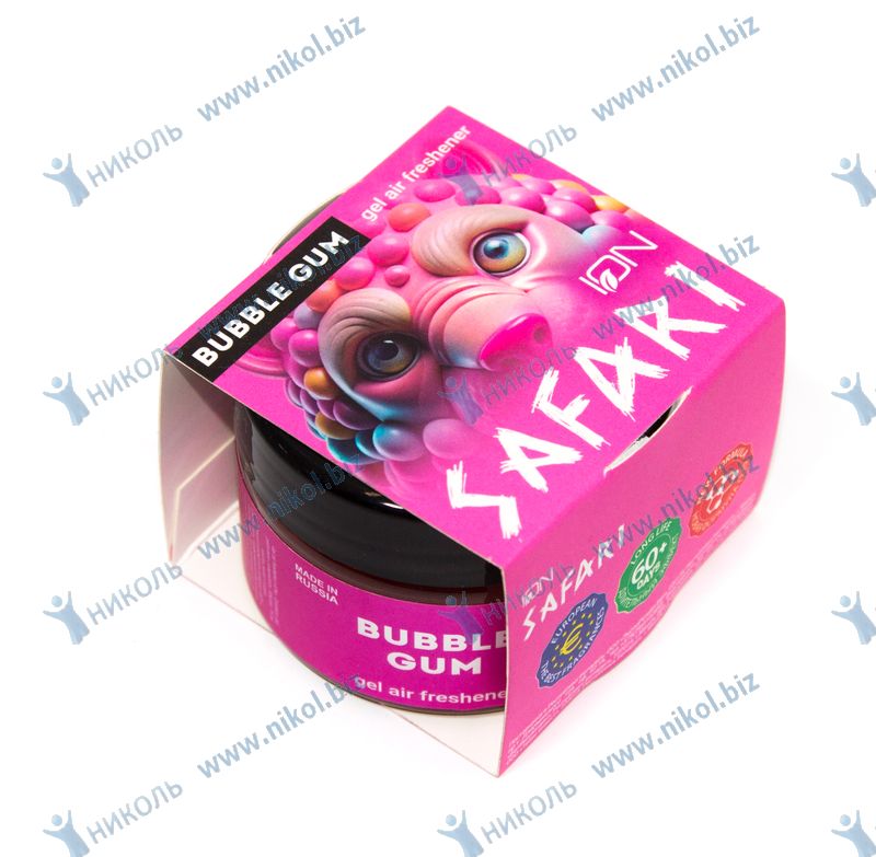 Освежитель на панель ION SAFARI BUBBLE GUM (гель, 75мл)