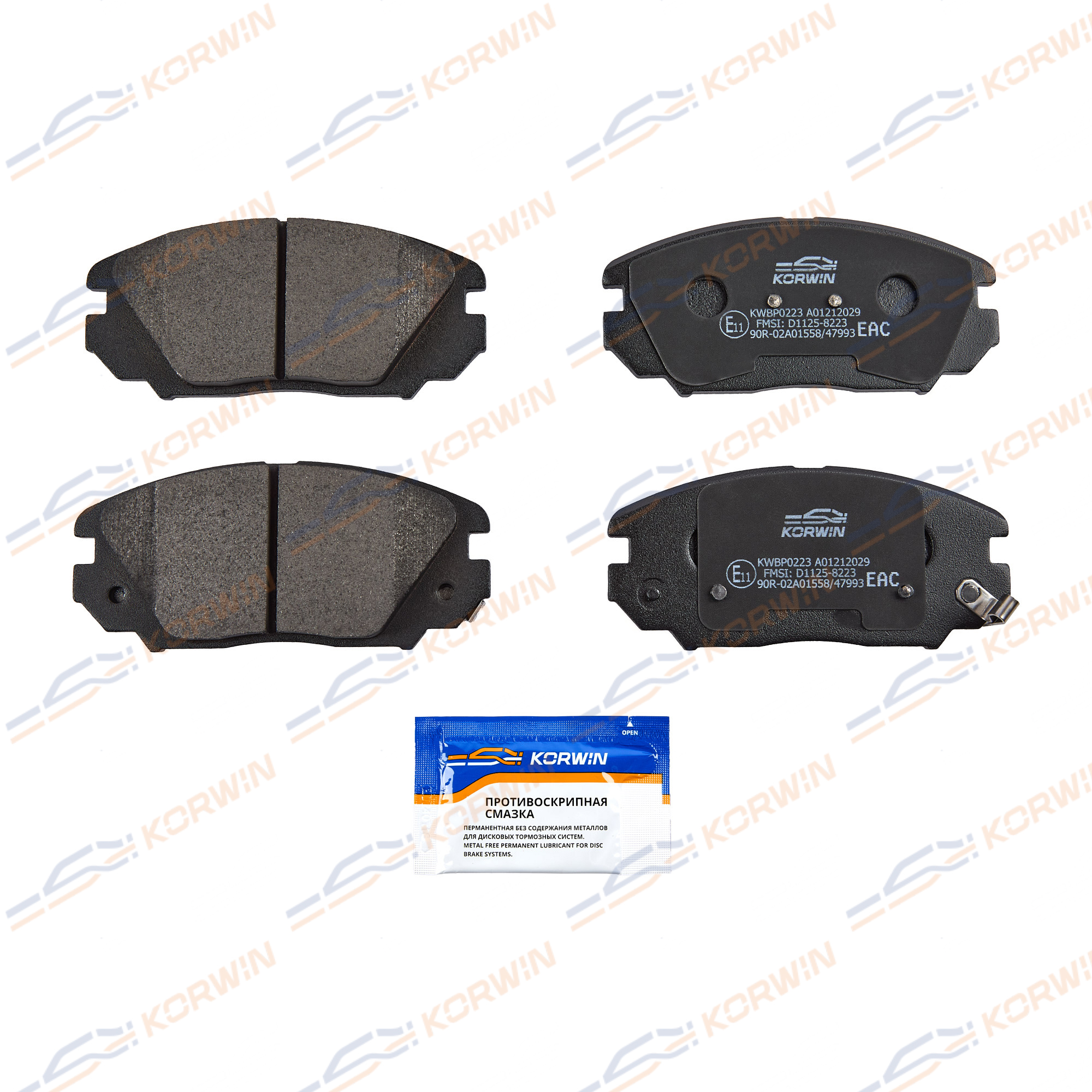 Колодки тормозные перед. Hyundai Sonata (NF) 05-/Tucson 04-/Kia Sportage II 04-_KORWIN