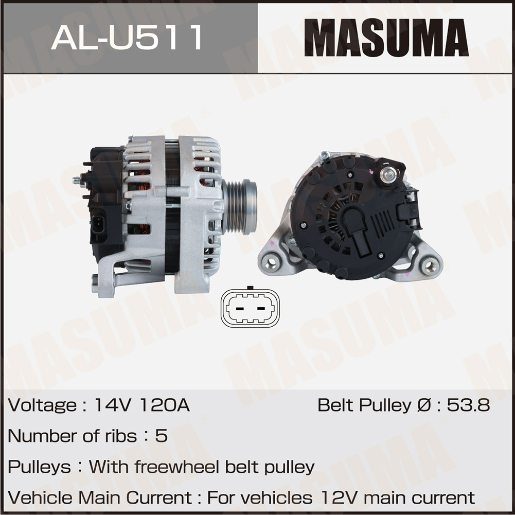 Генератор Opel Astra J 09-, Zafira C 11- 1.4l 14V/120A Masuma