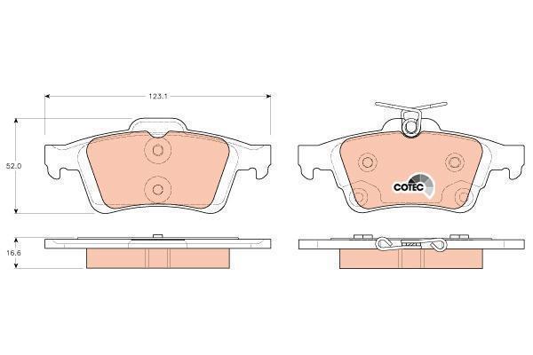Колодки тормозные Ford Focus II 04-, III 11-; Mazda 3 (BK, BL) 03-14, Volvo S40 04- задние \ TRW GDB1938