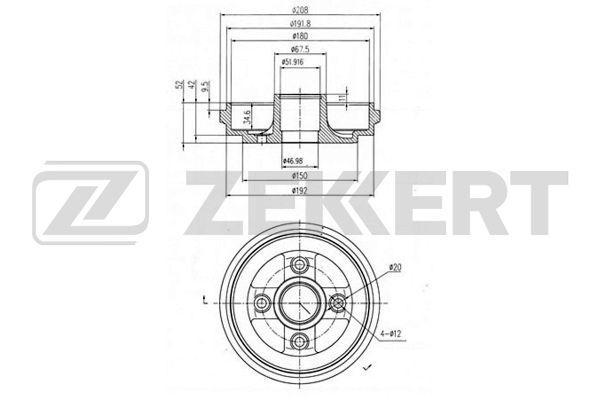 Барабан тормозной Opel Agila A 00- Suzuki Alto (FF) 04- Ignis (FH) 00- Wagon R+ (MM) 00- Zekkert
