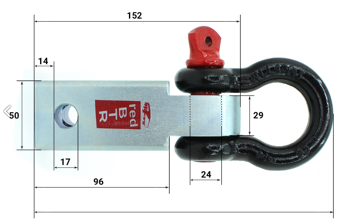 Переходник фаркопа буксировочный квадрат с шаклом 3/4" (до 4,75 т) RedBTR