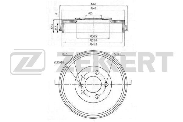 Барабан тормозной Seat Toledo IV 12- Skoda Rapid (NH_) 12- Zekkert