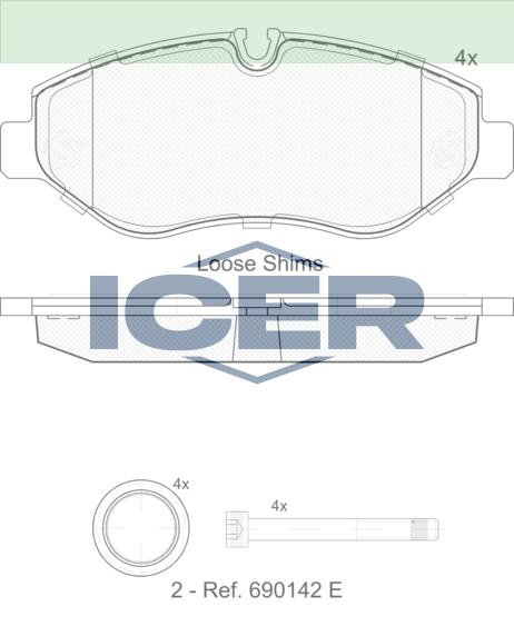 Колодки тормозные VW Crafter 06- передние ICER