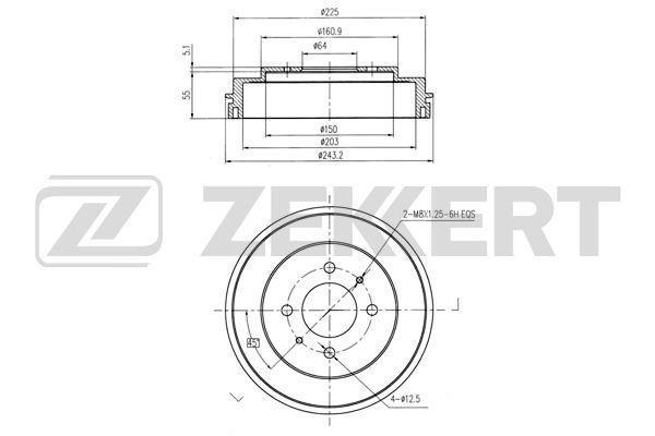 Барабан тормозной Mitsubishi Lancer VII 03-, Lancer VIII 08- Zekkert BS6354
