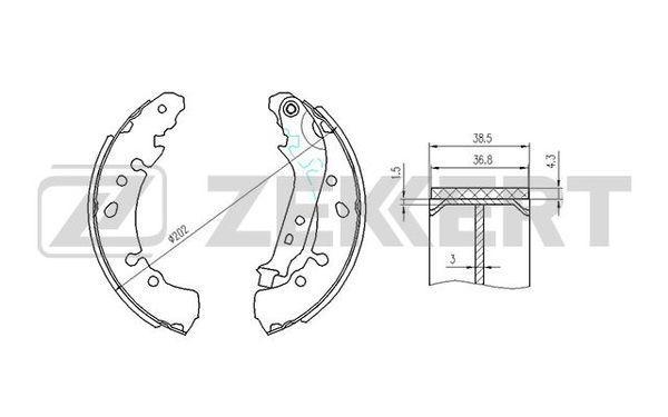 Колодки тормозные Toyota Yaris (P90) 05-, Yaris (_P13_) 11- задние барабанные Zekkert