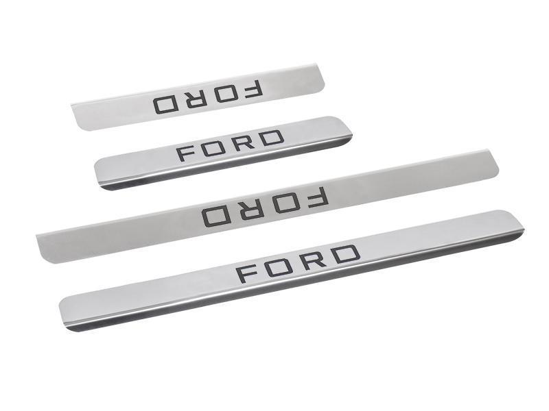 Накладки на пороги Focus II, III, Mondeo -07 внутренние надпись Ford нерж.сталь 4 шт. Dollex