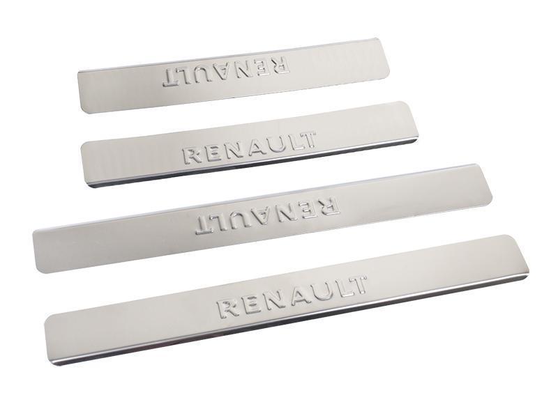 Накладки на пороги Renault Logan 04-15, Megane II, Sandero -14 нерж.сталь 4 шт. Dollex