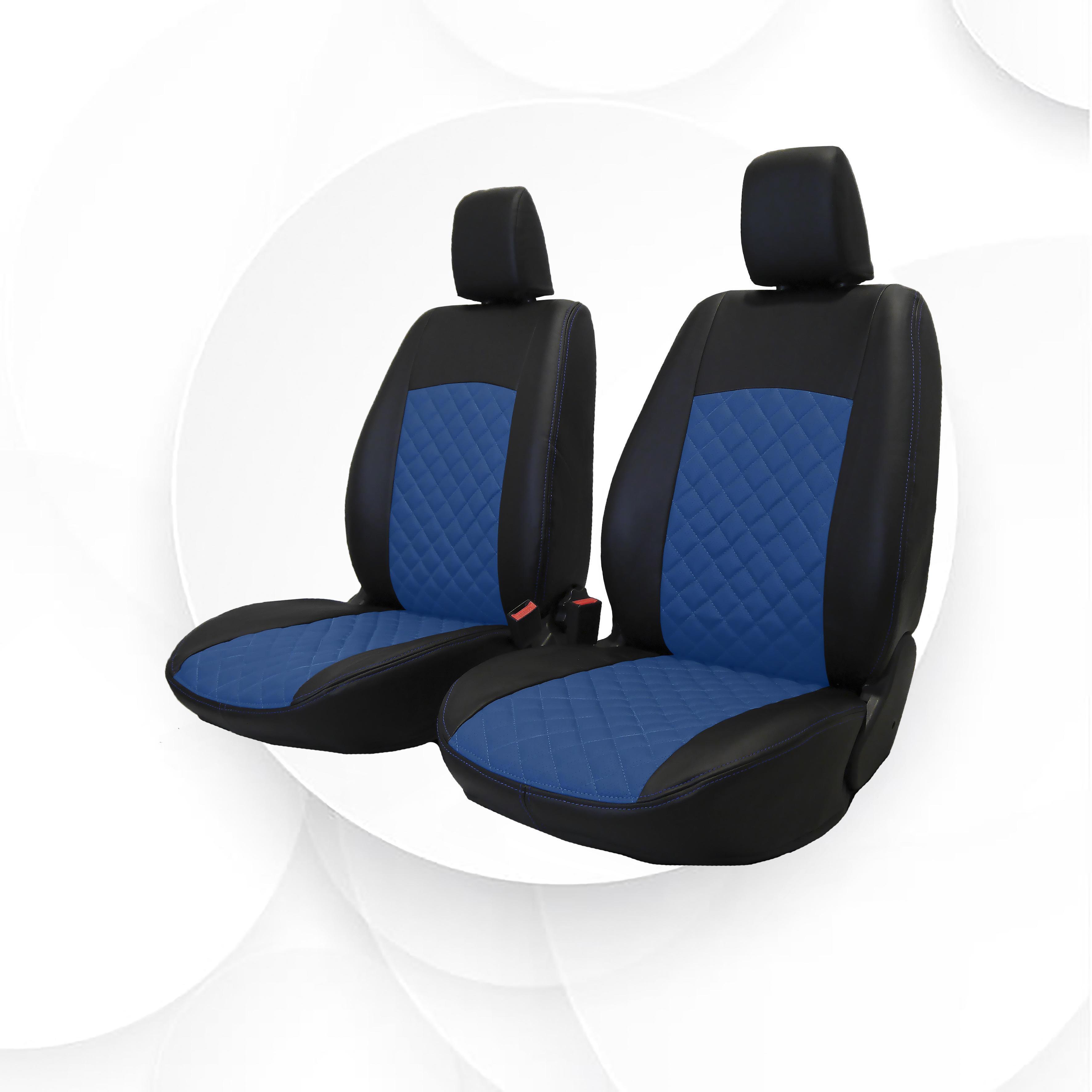 Чехлы Hyundai Solaris 11-17 седан экокожа/алькантара ромб синяя строчка черные консул Ростов