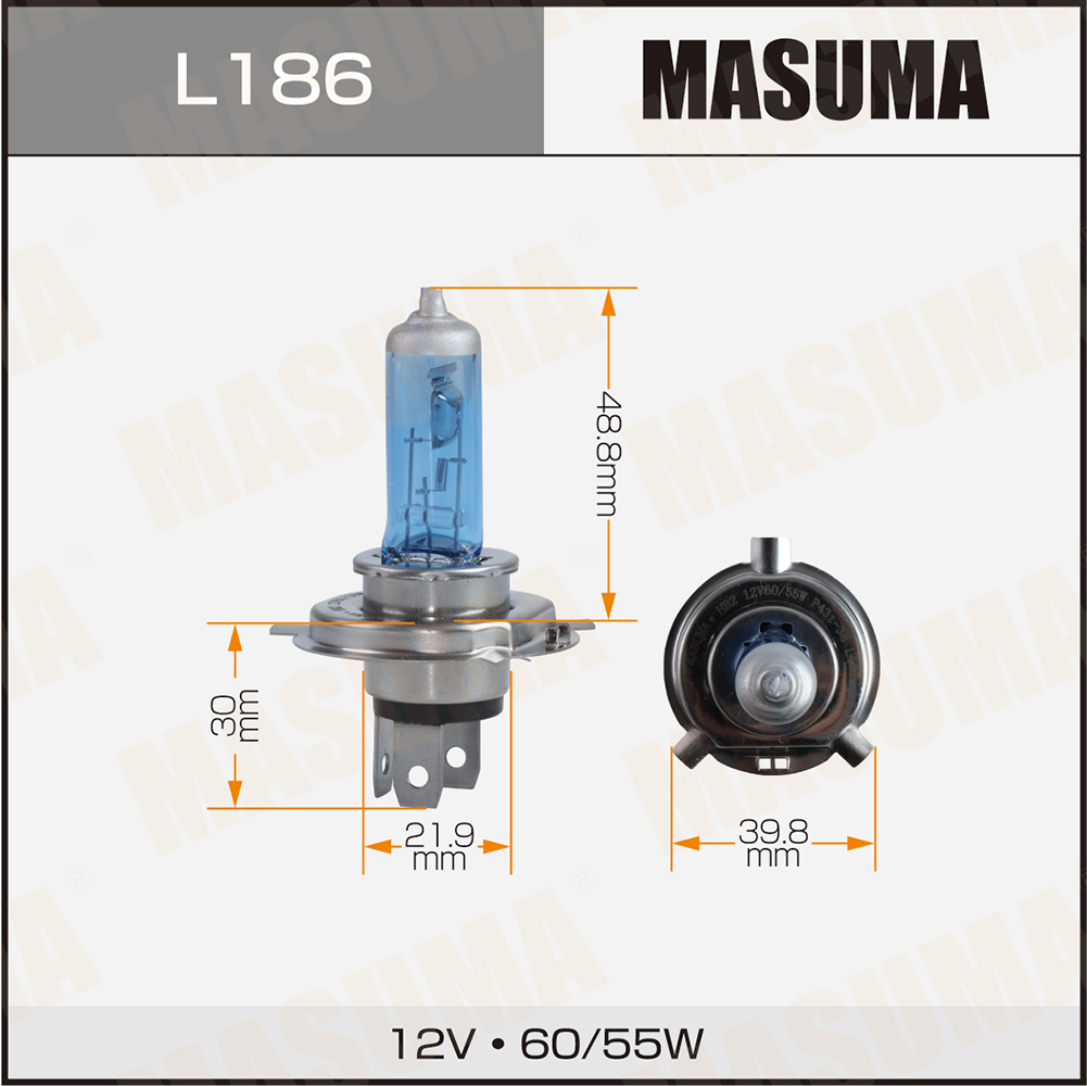 Лампа галоген HB2 12V 60/55W BLUE Masuma