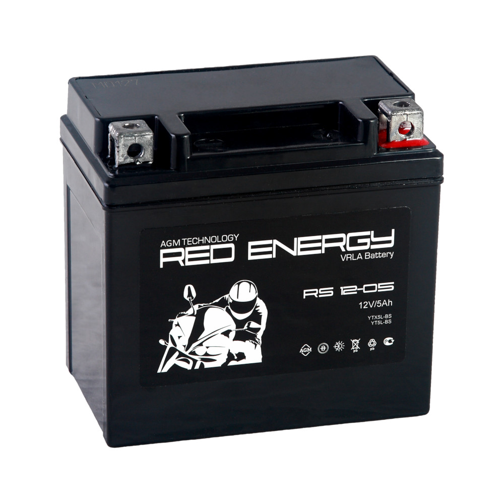 Аккумулятор Мото 12 В 5 А/ч обратная полярность Red Energy AGM ток 85 114x70x106 