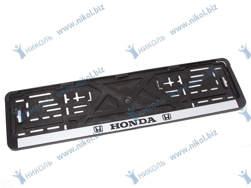 Рамка номера защелка-книжка HONDA шелкография, серебро TOP AUTO