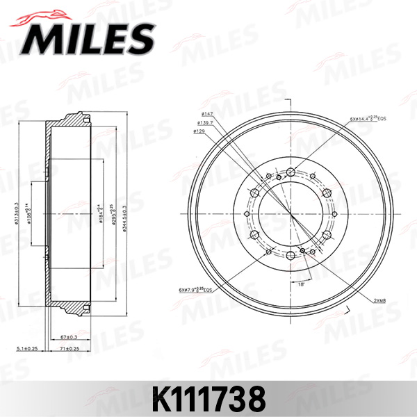 Барабан тормозной Toyota Hilux III DB7036 Miles