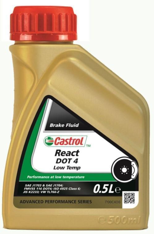 Жидкость тормозная Castrol React Low Temp Dot-4 синтетическая 0,5л/1581B4
