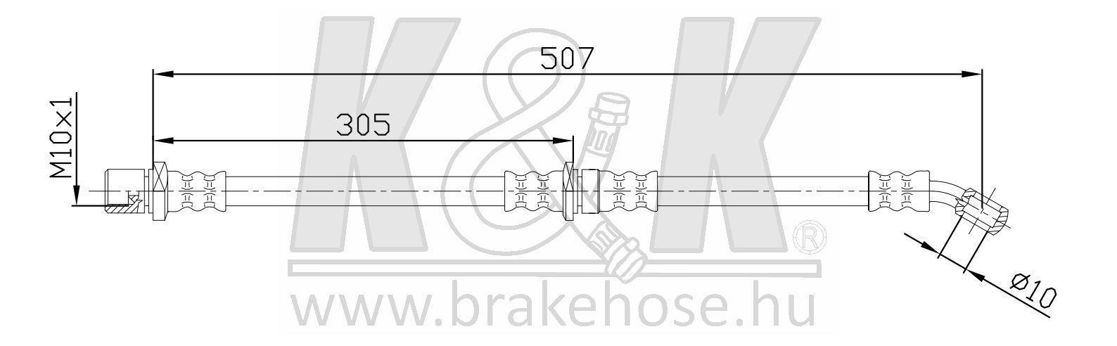 Шланг тормозной Subaru Impreza (GC) 92- задний левый \ K&K FT0207