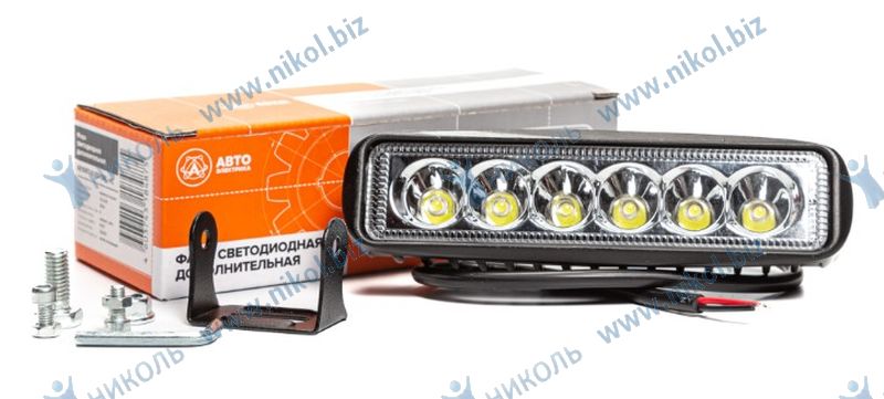 Фара-балка светодиодн 6 диодов (18W, 12/24V) направл.свет (прямоуг 155*40*70мм) АвтоЭлектрика