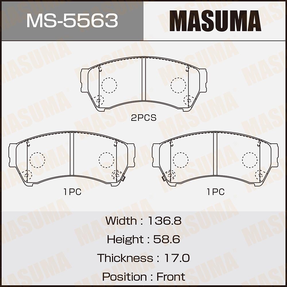 Колодки тормозные Mazda 6 (GH) 08-12 передние MASUMA MS5563