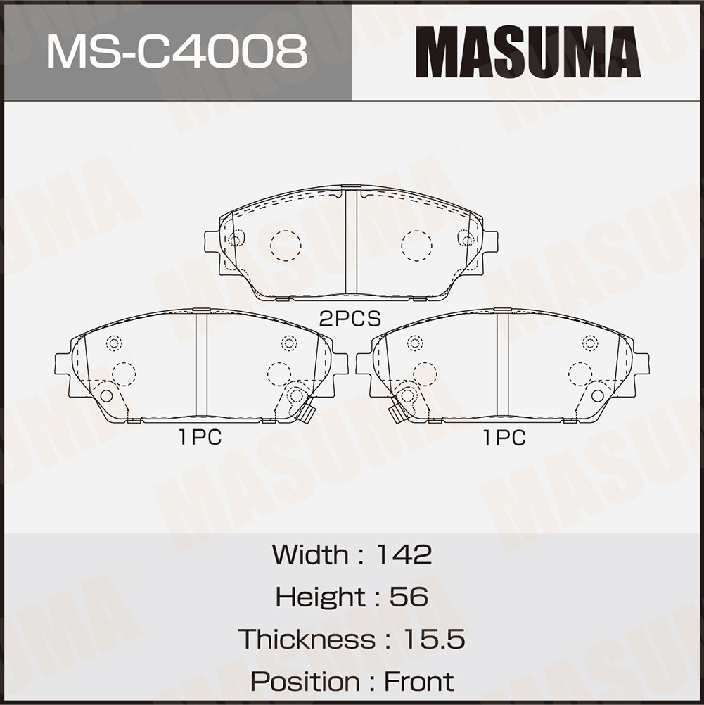 Колодки тормозные дисковые PN25005 front Masuma