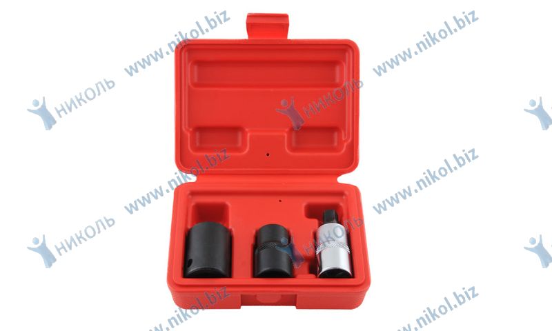 Набор головок KRAFT 3 пр 1,2" Dr 5гр (10,14,19мм) для обсл. торм. сист.